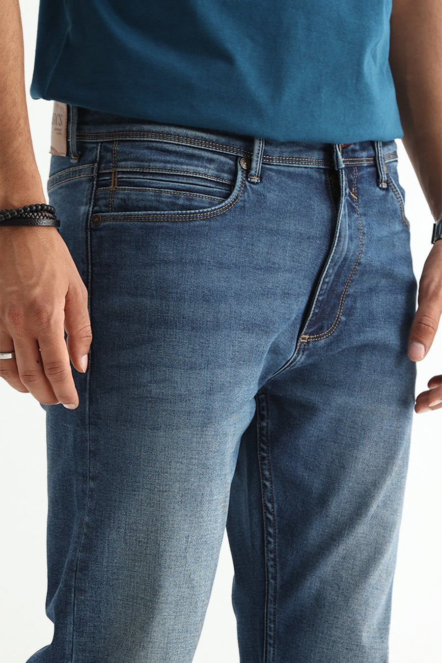 BASICS DRIFT FIT GREY COTTON POLYESTER STRETCH PLAIN JEANS