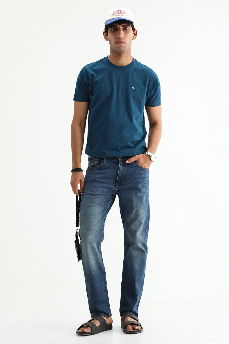 BASICS DRIFT FIT GREY COTTON POLYESTER STRETCH PLAIN JEANS