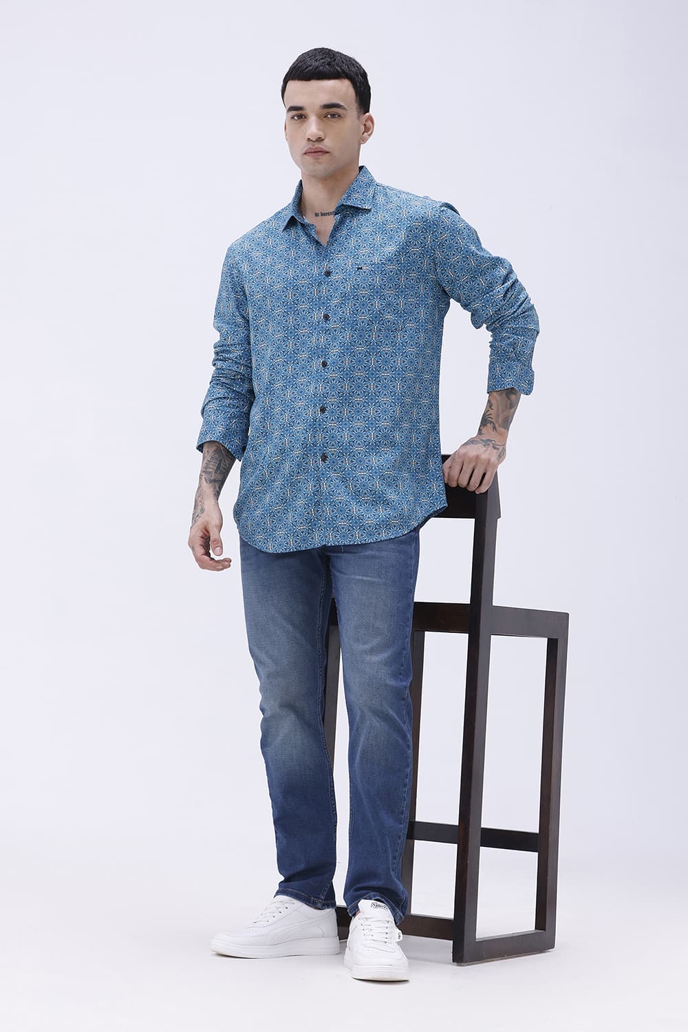 BASICS DRIFT FIT GREY COTTON POLYESTER STRETCH PLAIN JEANS