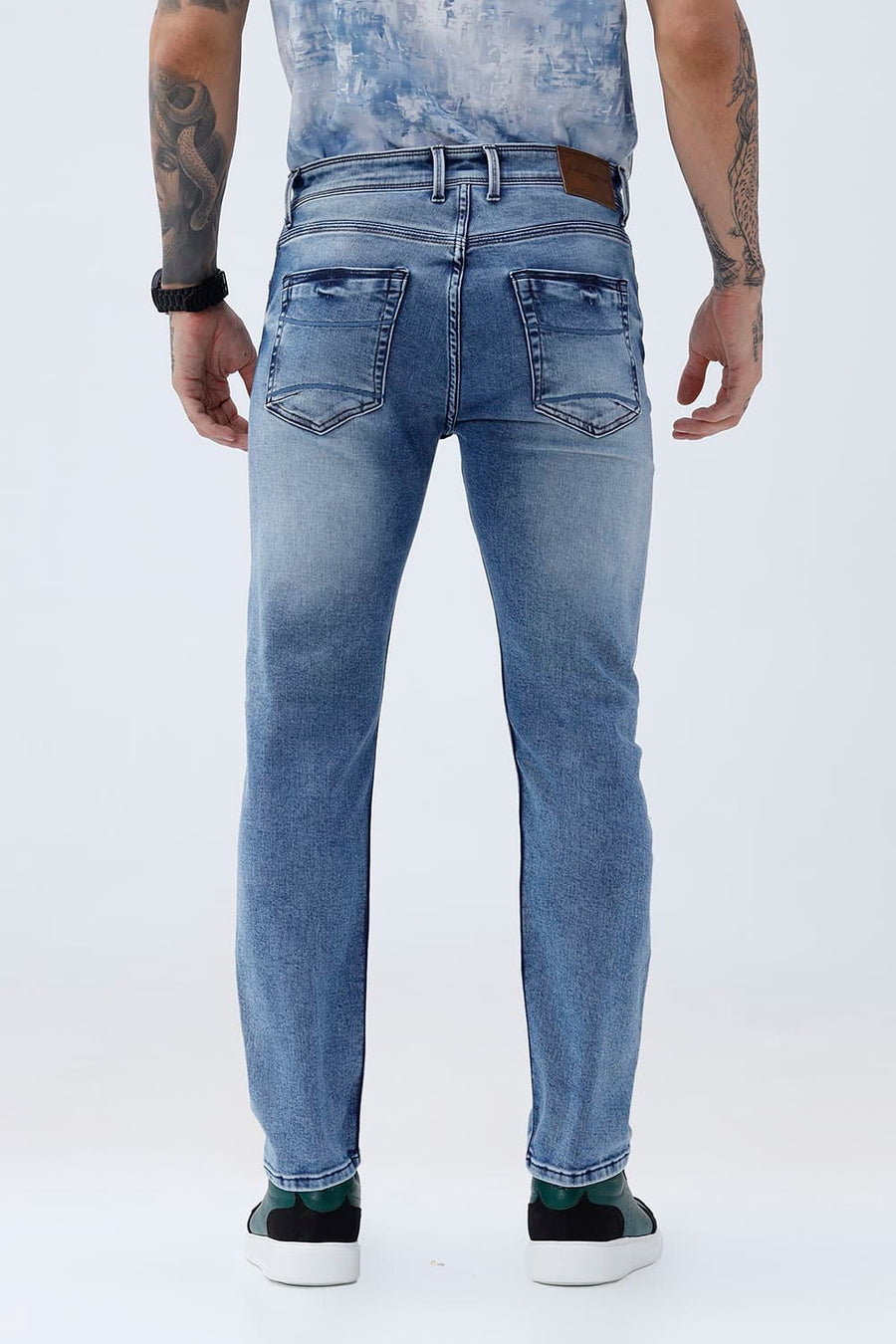 BASICS DRIFT FIT BEIGE COTTON POLYESTER STRETCH PLAIN JEANS