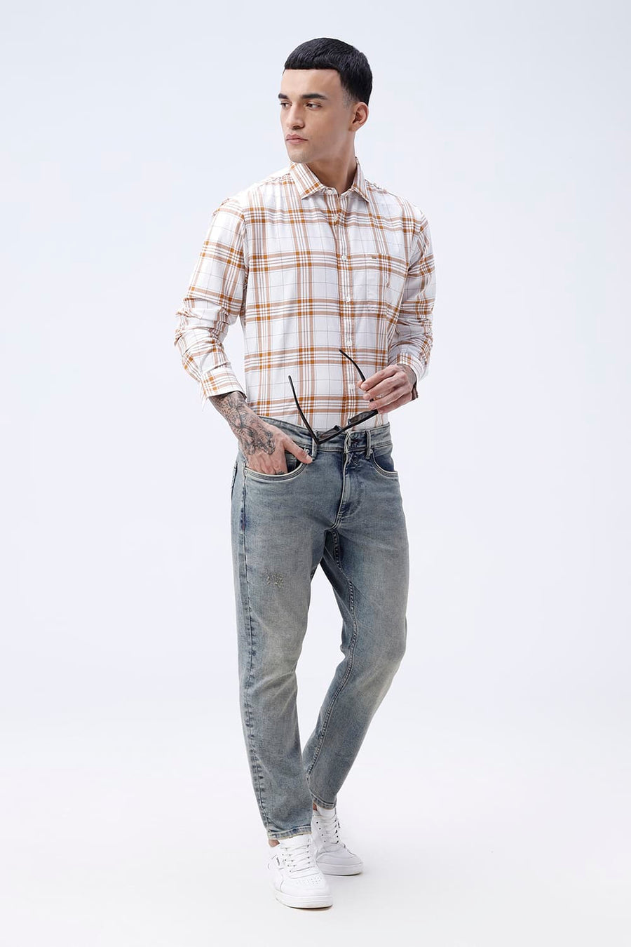 BASICS BLADE FIT GREEN COTTON POLYESTER STRETCH PLAIN JEANS