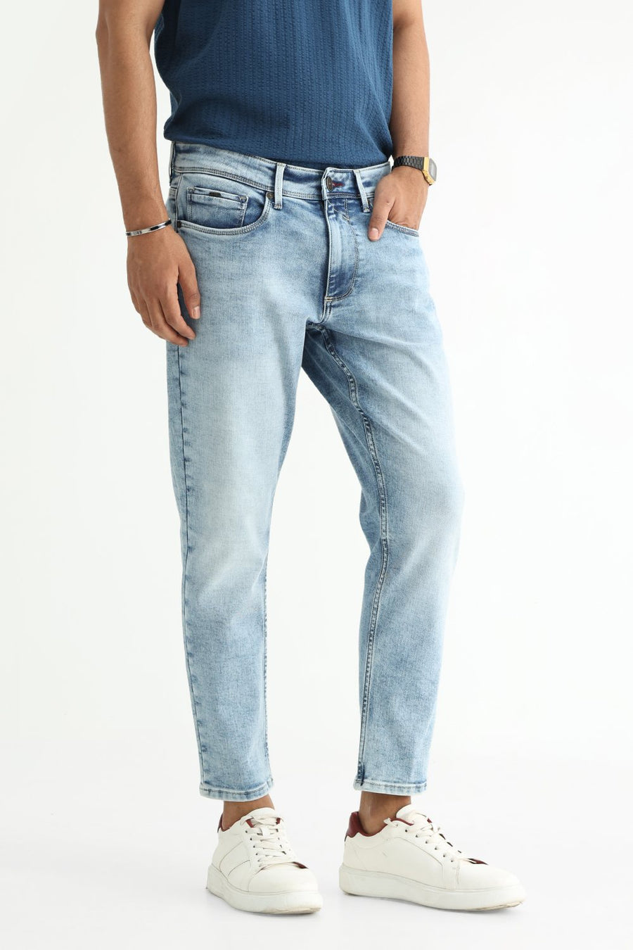 BASICS TORQUE FIT WINE COTTON POLYESTER STRETCH PLAIN JEANS