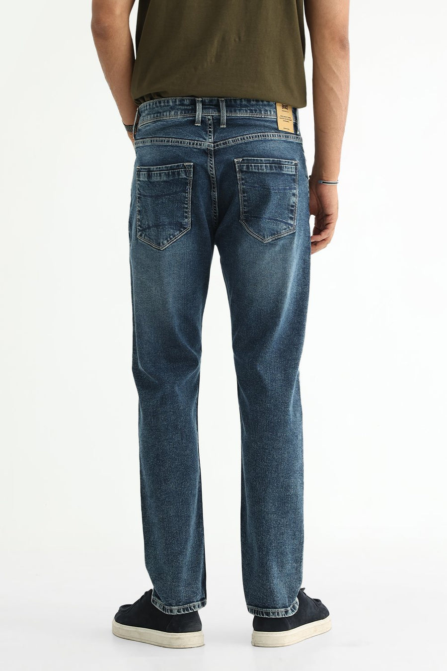 BASICS BLADE FIT TEAL COTTON STRETCH PLAIN JEANS
