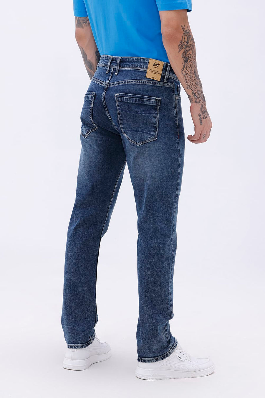 BASICS BLADE FIT TEAL COTTON STRETCH PLAIN JEANS