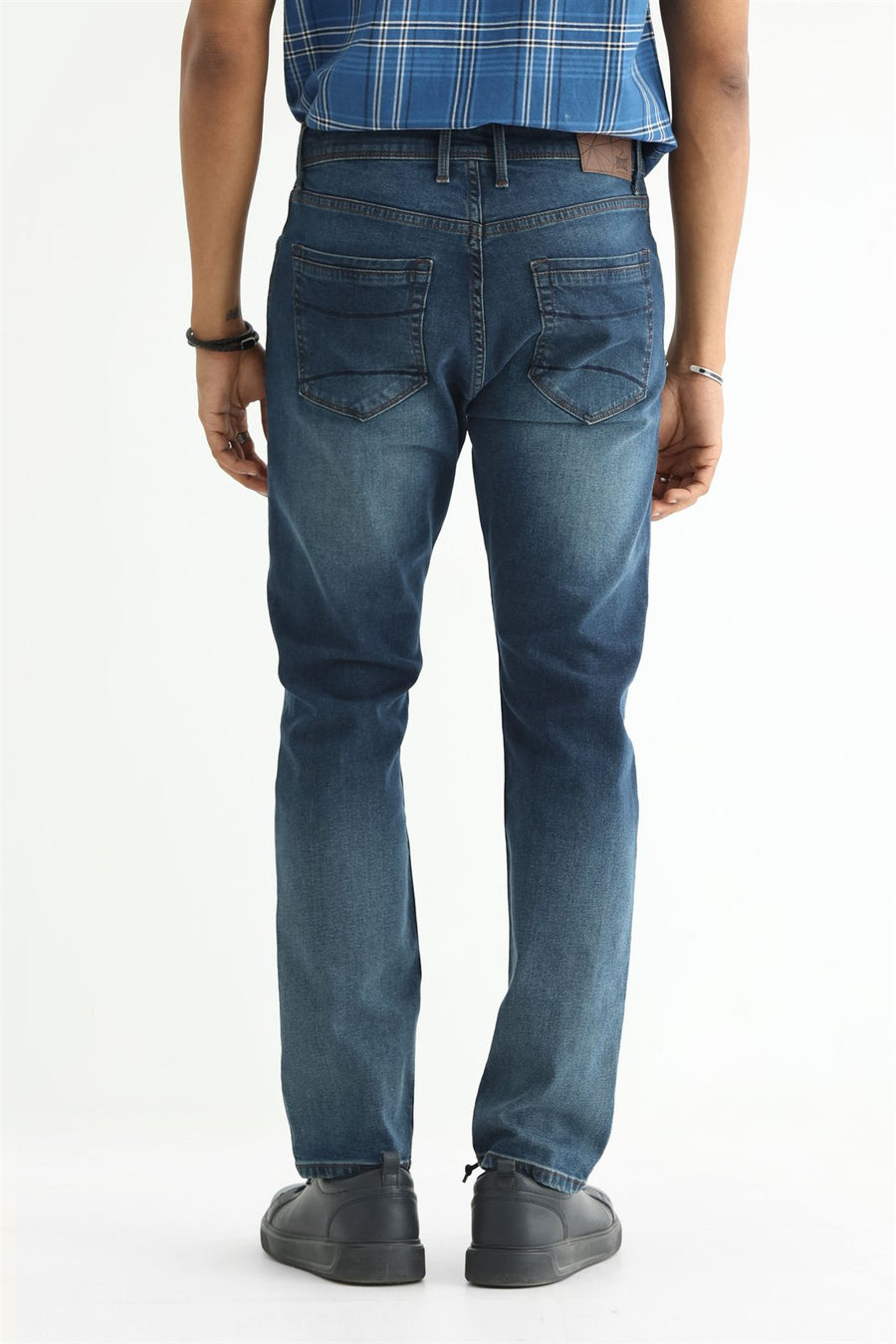 BASICS BLADE FIT WHITE COTTON STRETCH PLAIN JEANS