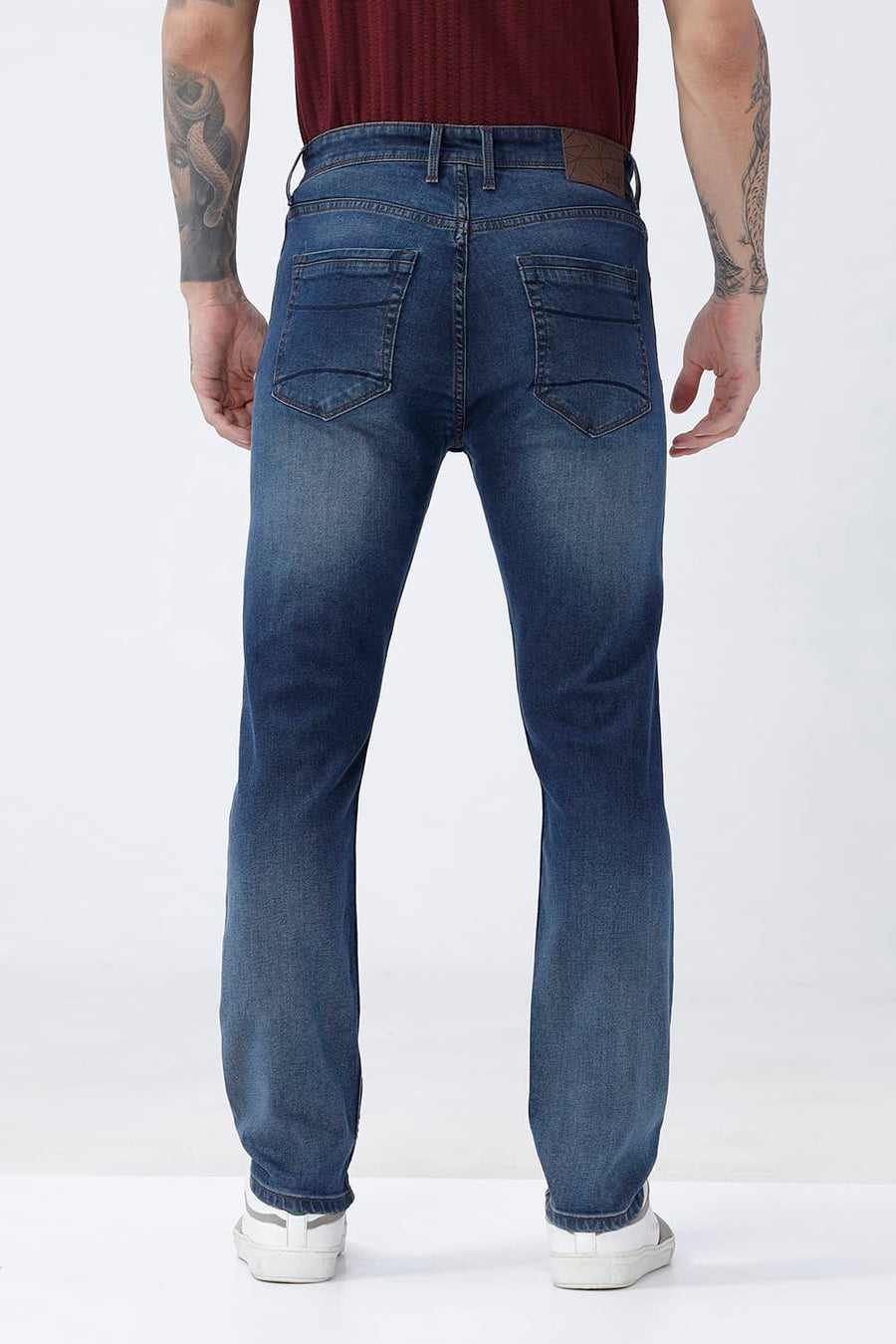BASICS BLADE FIT WHITE COTTON STRETCH PLAIN JEANS