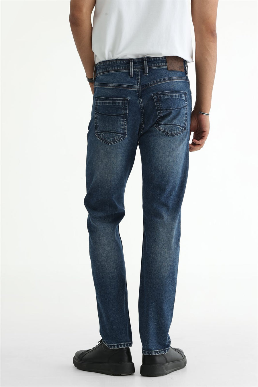BASICS TORQUE FIT NAVY COTTON STRETCH PLAIN JEANS