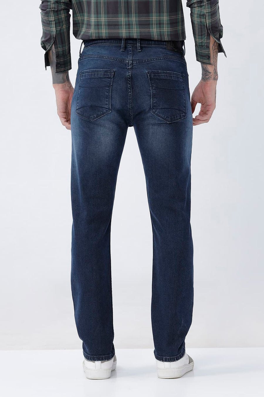 BASICS TORQUE FIT GREEN COTTON STRETCH PLAIN JEANS