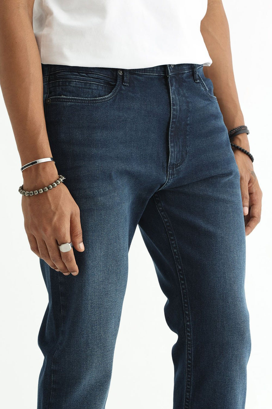 BASICS TORQUE FIT GREEN COTTON STRETCH PLAIN JEANS