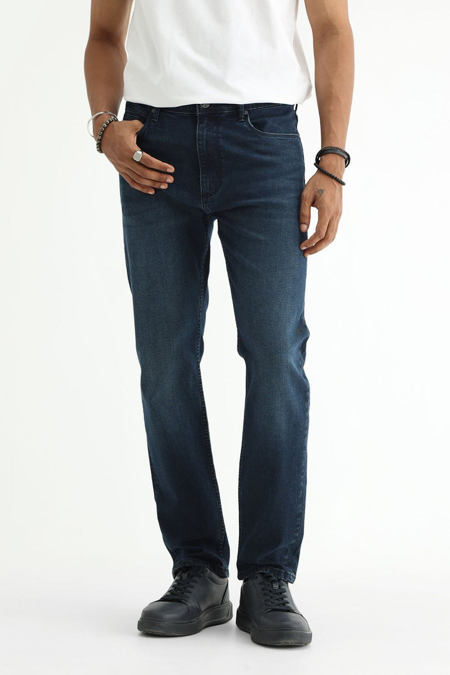 BASICS TORQUE FIT GREEN COTTON STRETCH PLAIN JEANS
