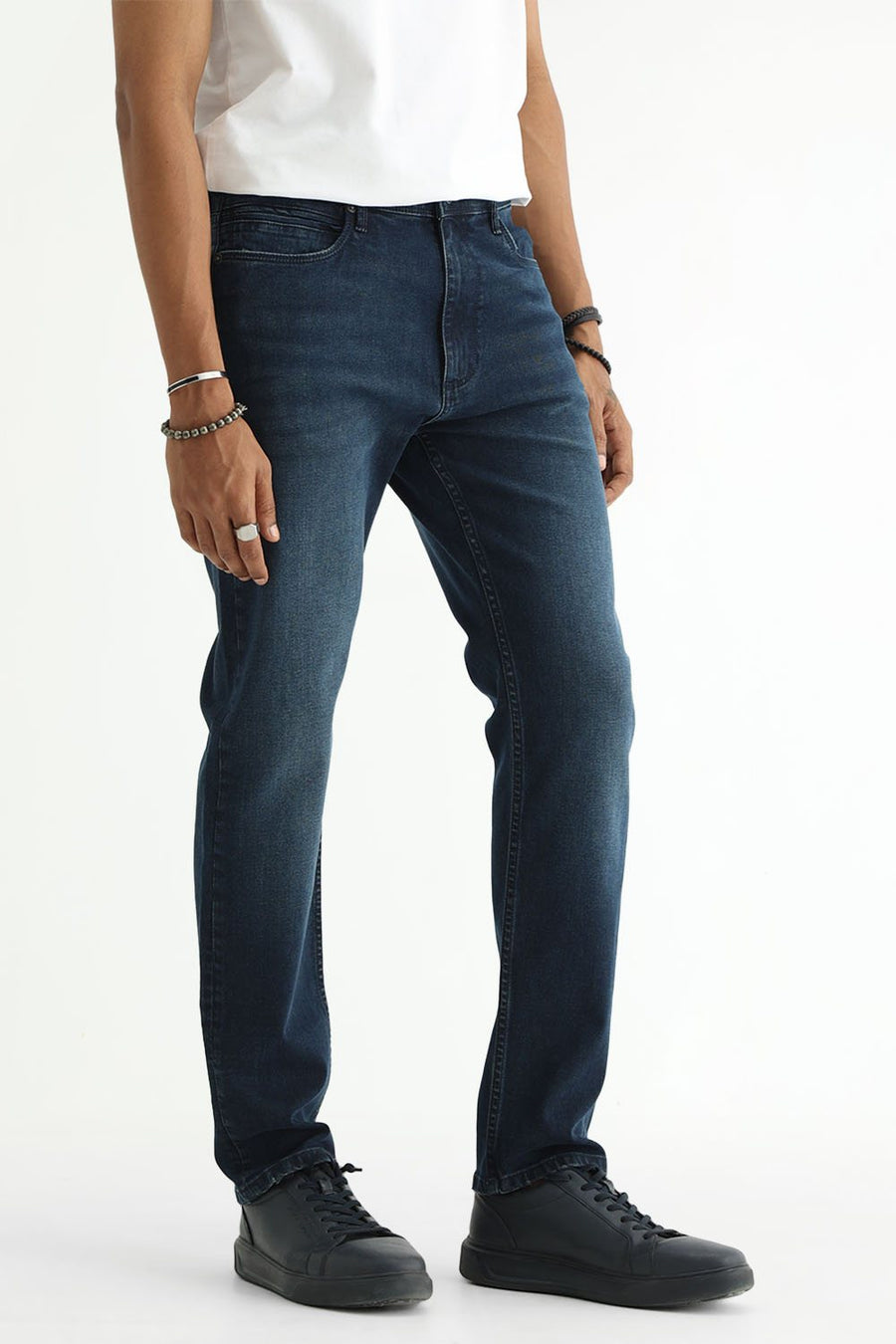 BASICS TORQUE FIT GREEN COTTON STRETCH PLAIN JEANS