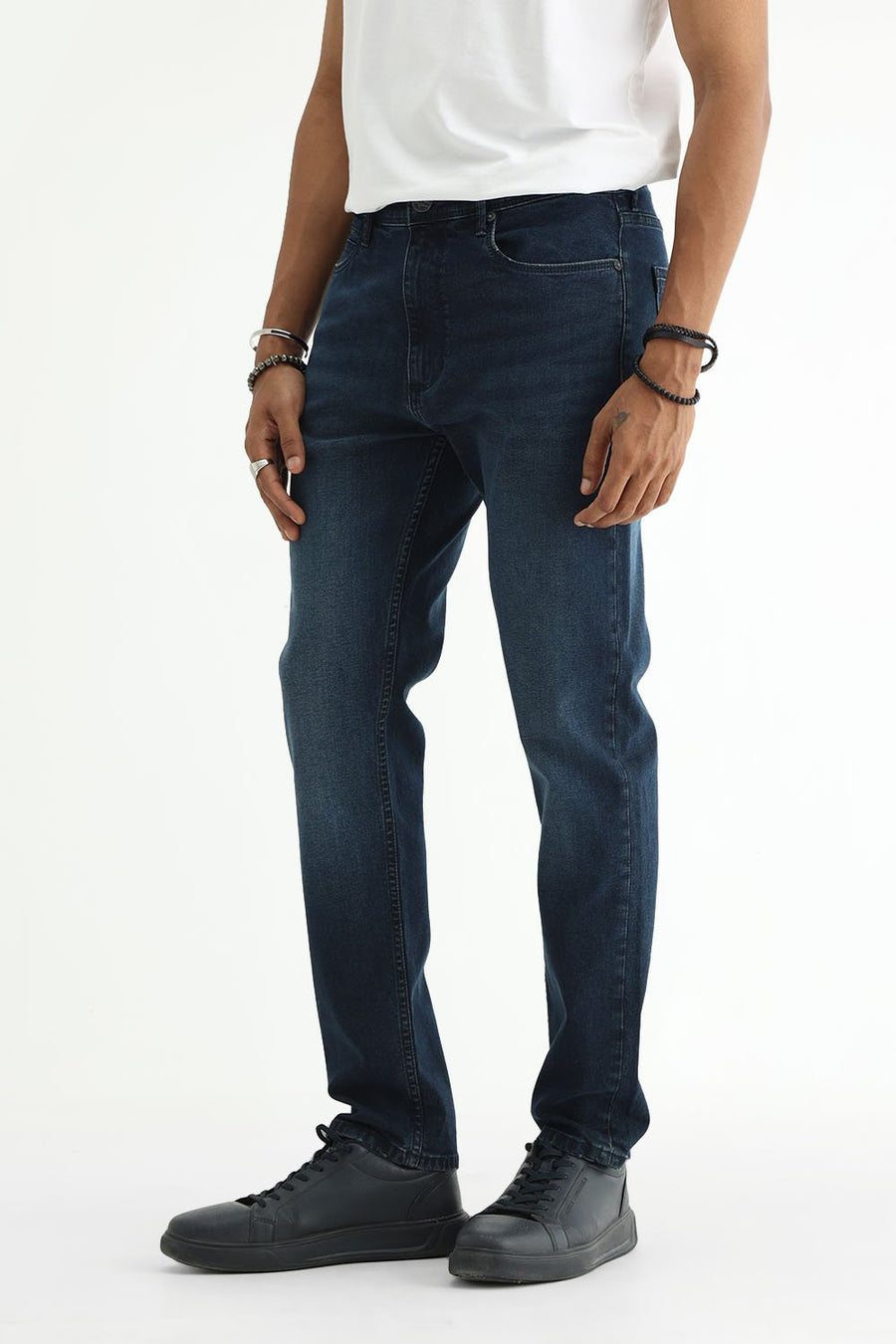 BASICS TORQUE FIT GREEN COTTON STRETCH PLAIN JEANS