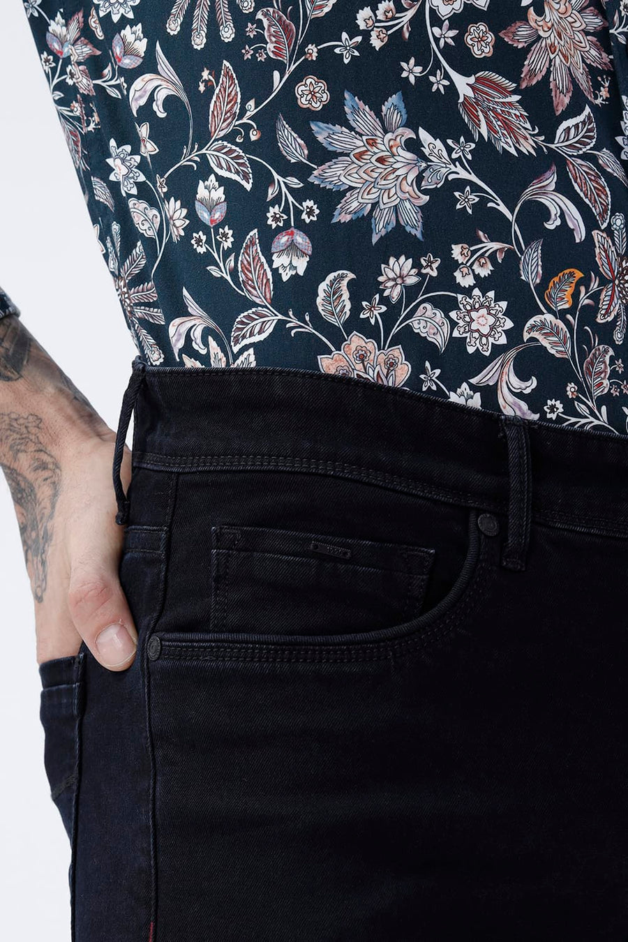 BASICS TORQUE FIT BROWN COTTON STRETCH PLAIN JEANS