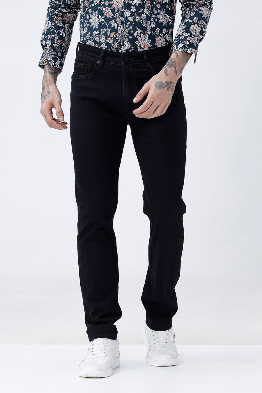 BASICS TORQUE FIT BROWN COTTON STRETCH PLAIN JEANS