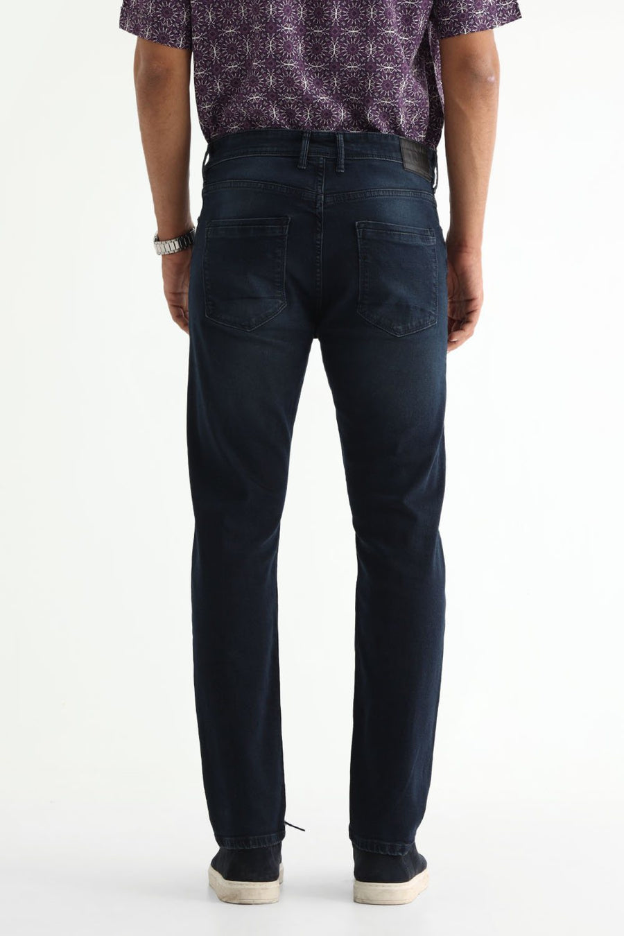 BASICS BLADE FIT GREEN COTTON STRETCH PLAIN JEANS