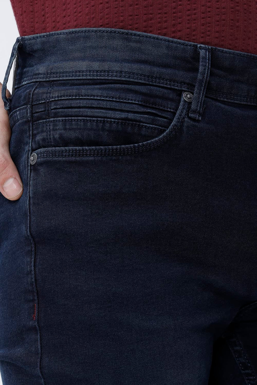 BASICS BLADE FIT GREEN COTTON STRETCH PLAIN JEANS