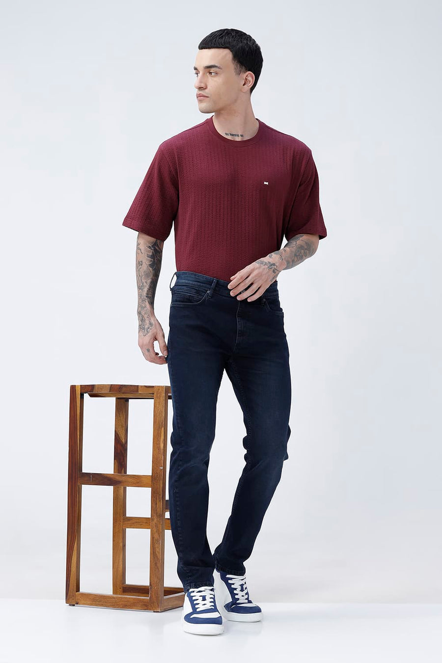 BASICS BLADE FIT GREEN COTTON STRETCH PLAIN JEANS