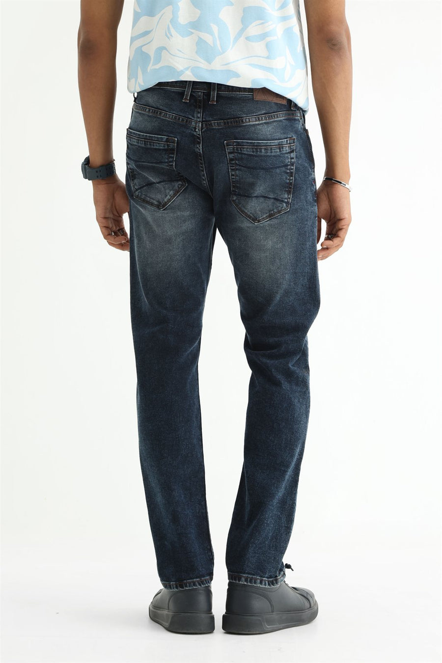 BASICS TORQUE FIT BLUE COTTON STRETCH PLAIN JEANS