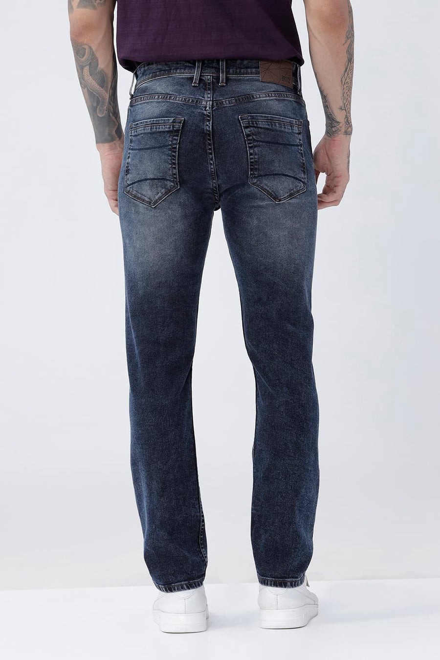 BASICS TORQUE FIT BLUE COTTON STRETCH PLAIN JEANS
