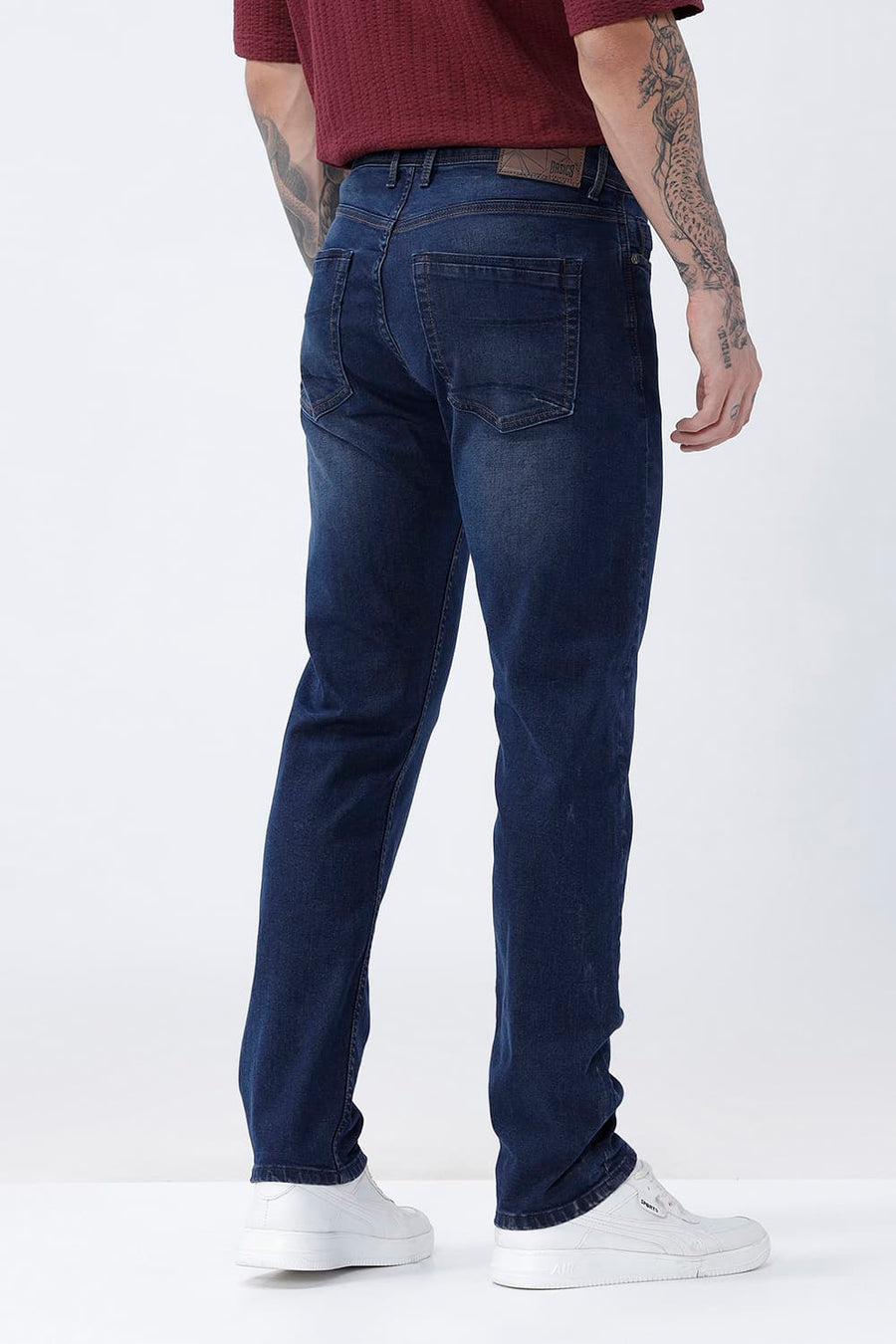 BASICS BLADE FIT NAVY COTTON STRETCH PLAIN JEANS