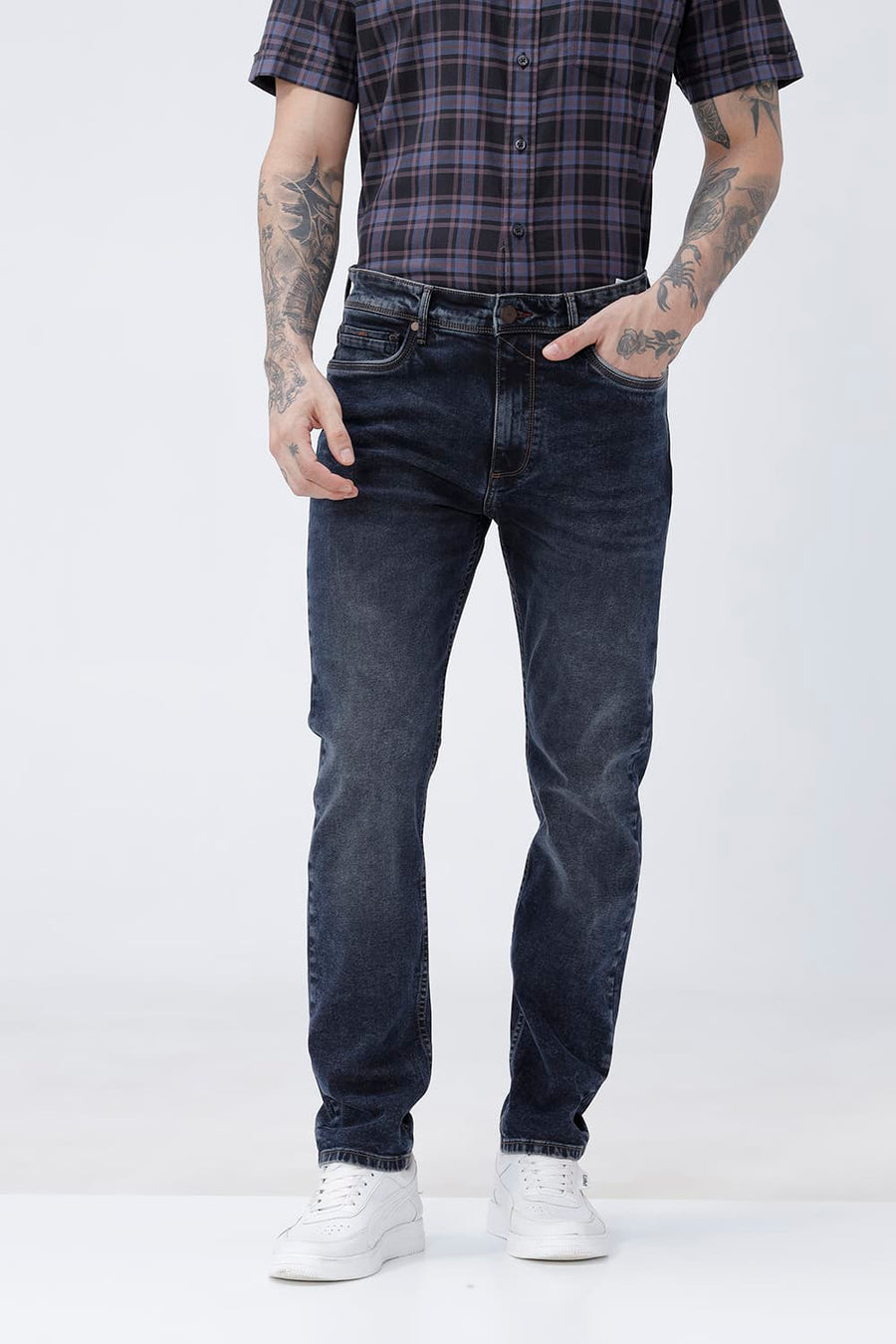 BASICS TORQUE FIT PINK COTTON STRETCH PLAIN JEANS