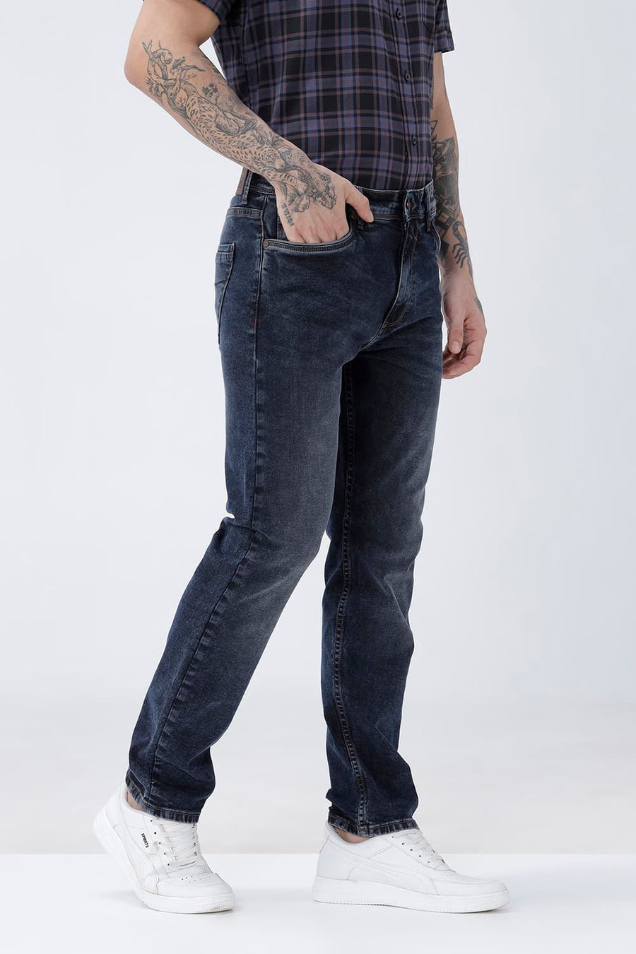 BASICS TORQUE FIT PINK COTTON STRETCH PLAIN JEANS