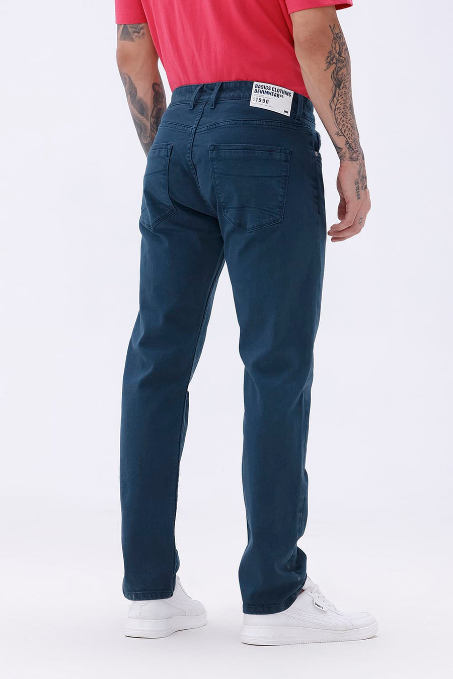 BASICS DRIFT FIT MAROON COTTON STRETCH PLAIN JEANS