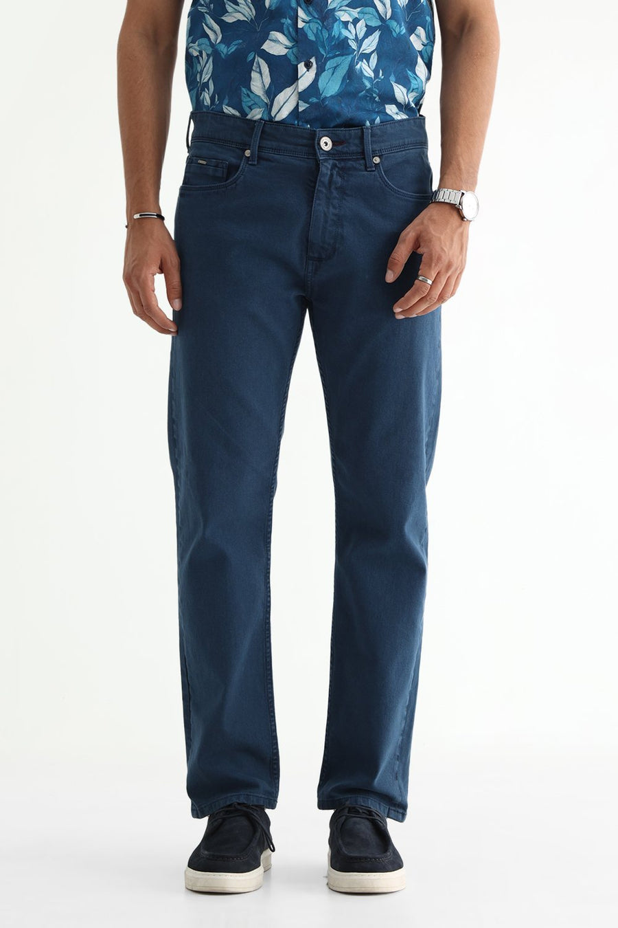 BASICS DRIFT FIT MAROON COTTON STRETCH PLAIN JEANS