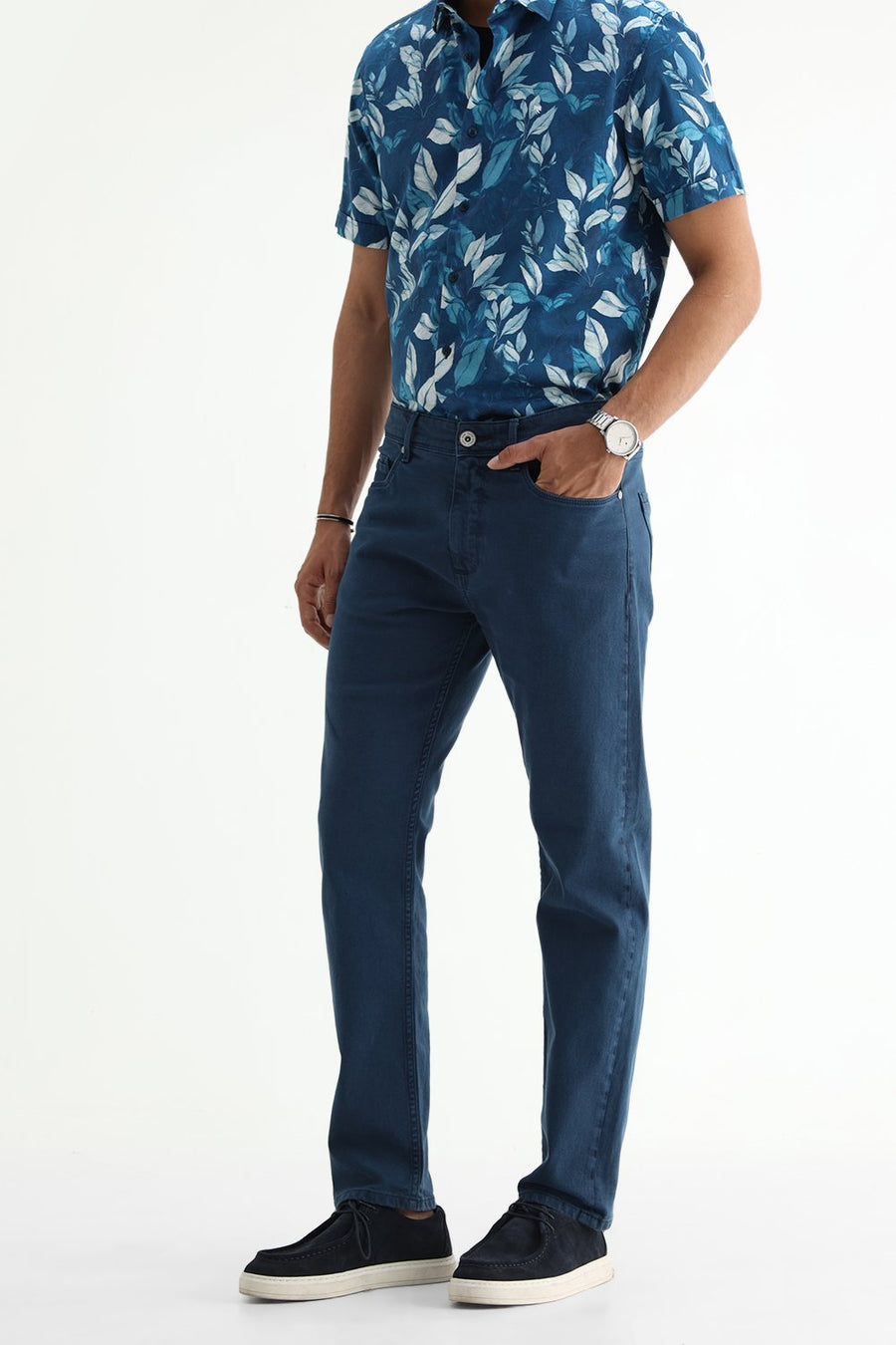 BASICS DRIFT FIT MAROON COTTON STRETCH PLAIN JEANS