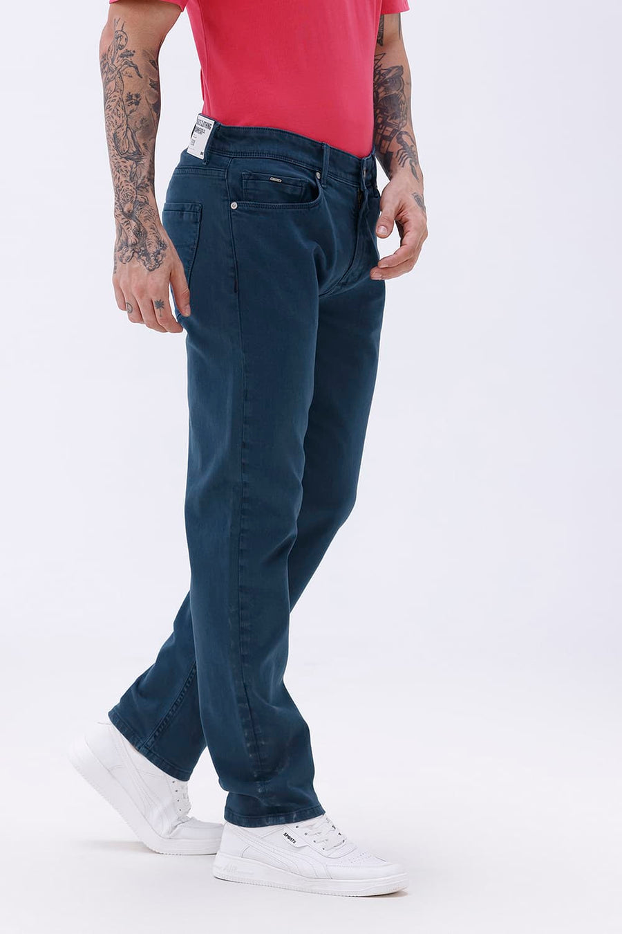 BASICS DRIFT FIT MAROON COTTON STRETCH PLAIN JEANS
