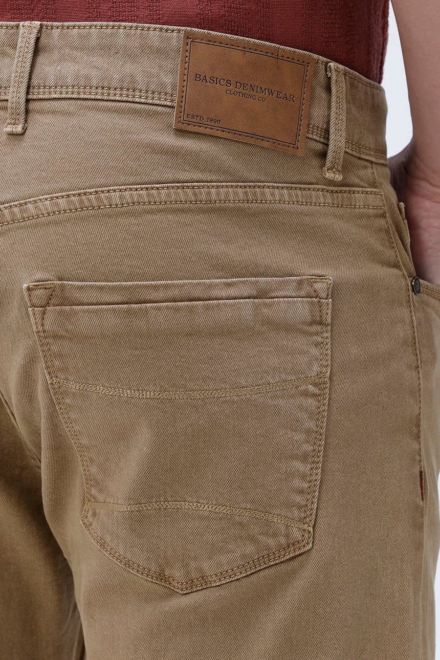 BASICS DRIFT FIT ECRU COTTON STRETCH PLAIN JEANS