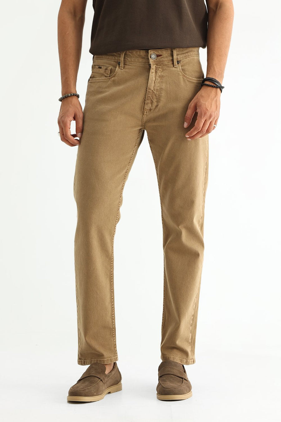 BASICS DRIFT FIT ECRU COTTON STRETCH PLAIN JEANS