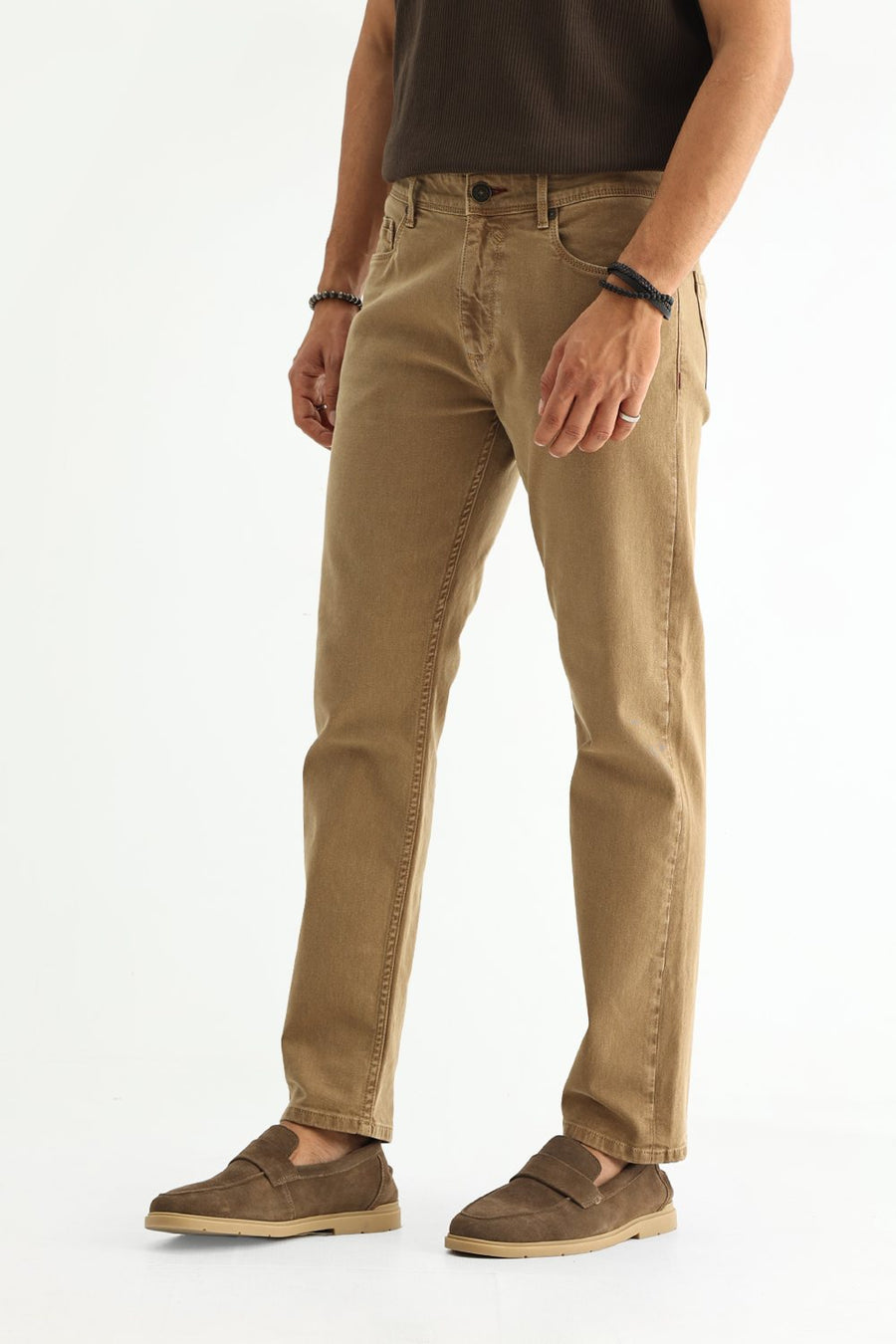 BASICS DRIFT FIT ECRU COTTON STRETCH PLAIN JEANS