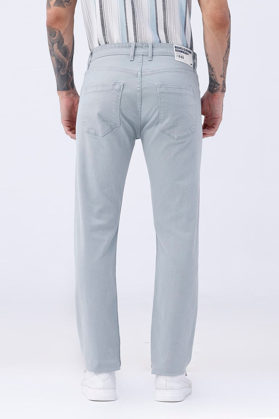 BASICS DRIFT FIT NAVY COTTON STRETCH PLAIN JEANS