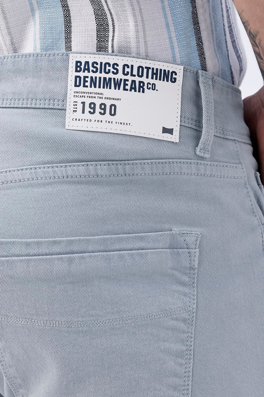 BASICS DRIFT FIT NAVY COTTON STRETCH PLAIN JEANS
