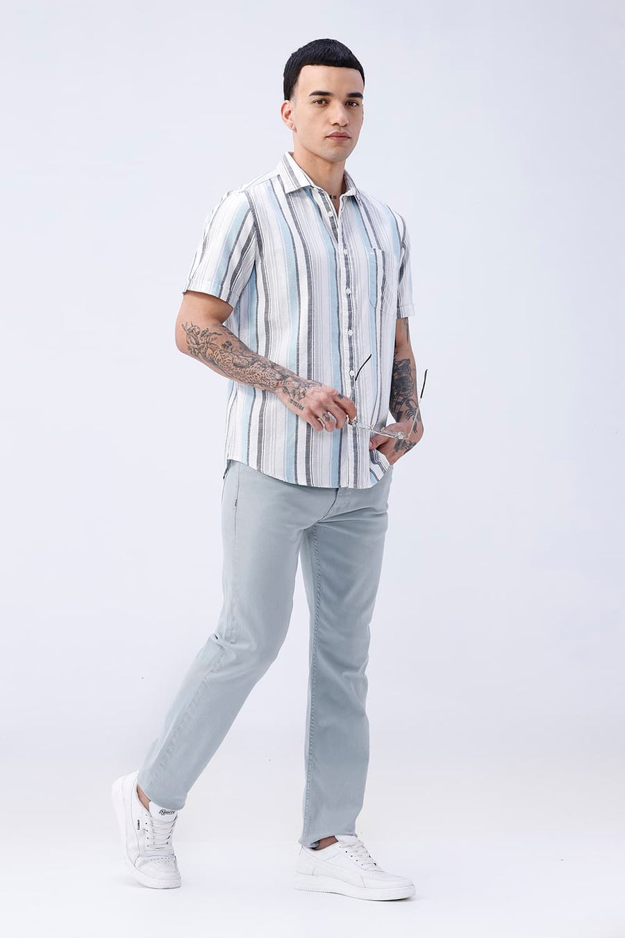 BASICS DRIFT FIT NAVY COTTON STRETCH PLAIN JEANS