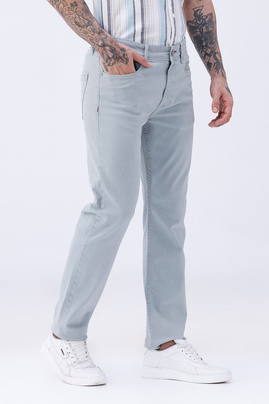 BASICS DRIFT FIT NAVY COTTON STRETCH PLAIN JEANS