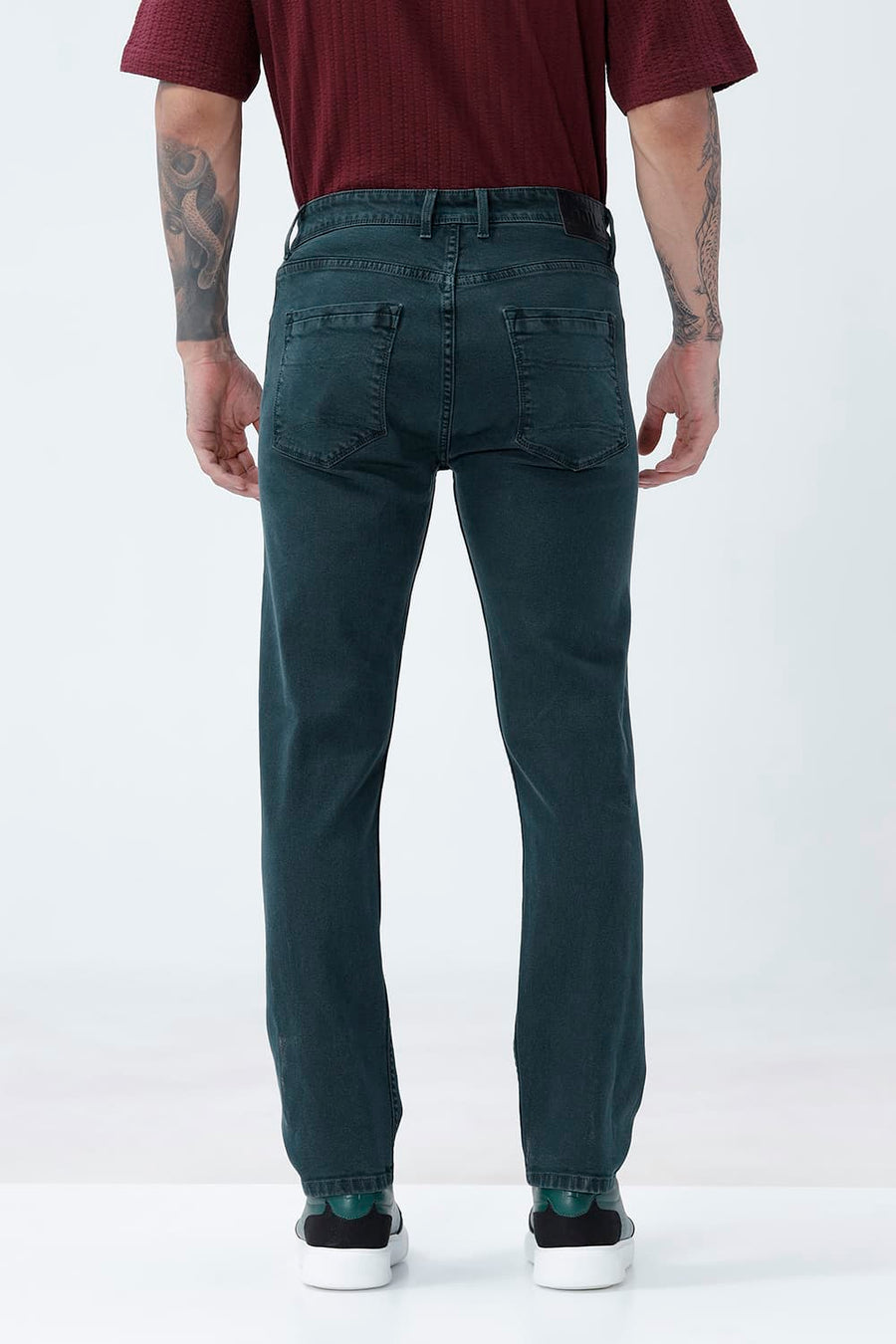 BASICS DRIFT FIT BLUE COTTON STRETCH PLAIN JEANS