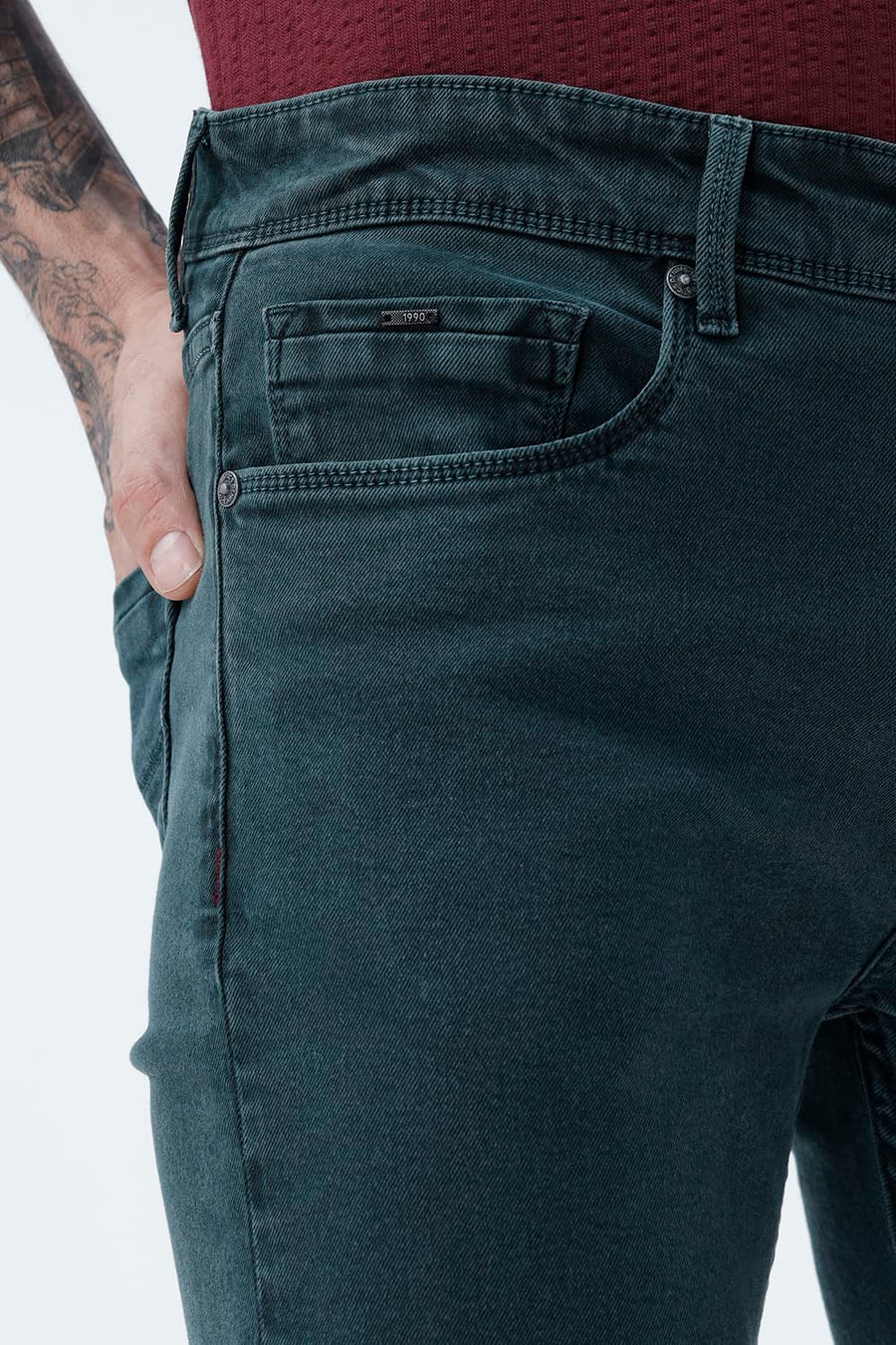 BASICS DRIFT FIT BLUE COTTON STRETCH PLAIN JEANS