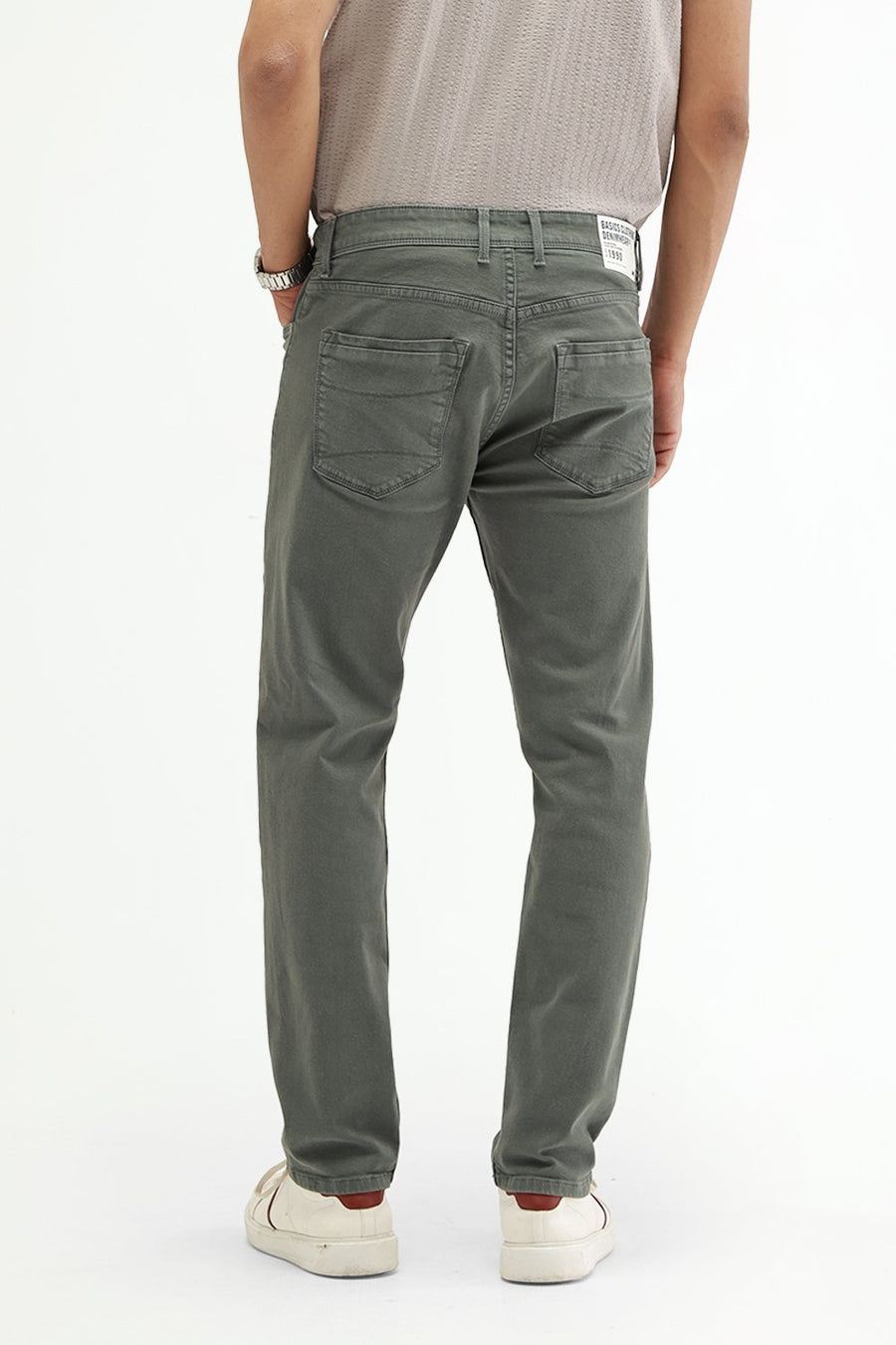 BASICS DRIFT FIT BLACK COTTON STRETCH PLAIN JEANS