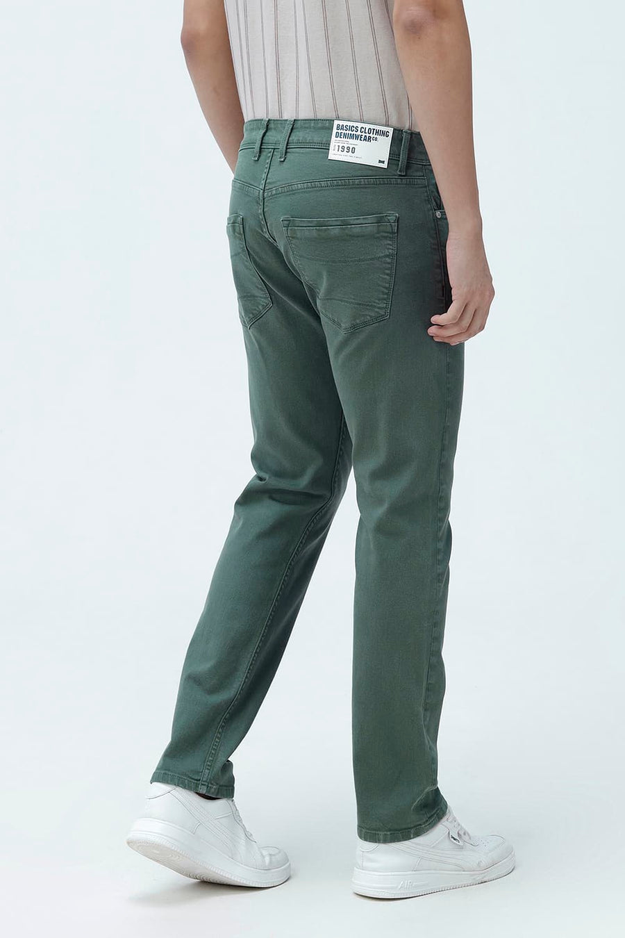 BASICS DRIFT FIT BLACK COTTON STRETCH PLAIN JEANS