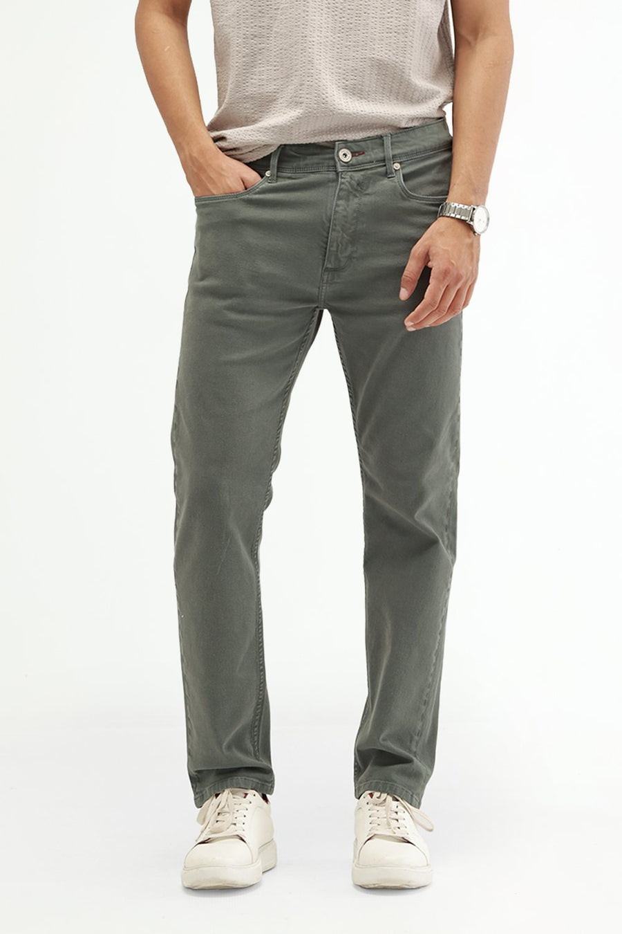BASICS DRIFT FIT BLACK COTTON STRETCH PLAIN JEANS