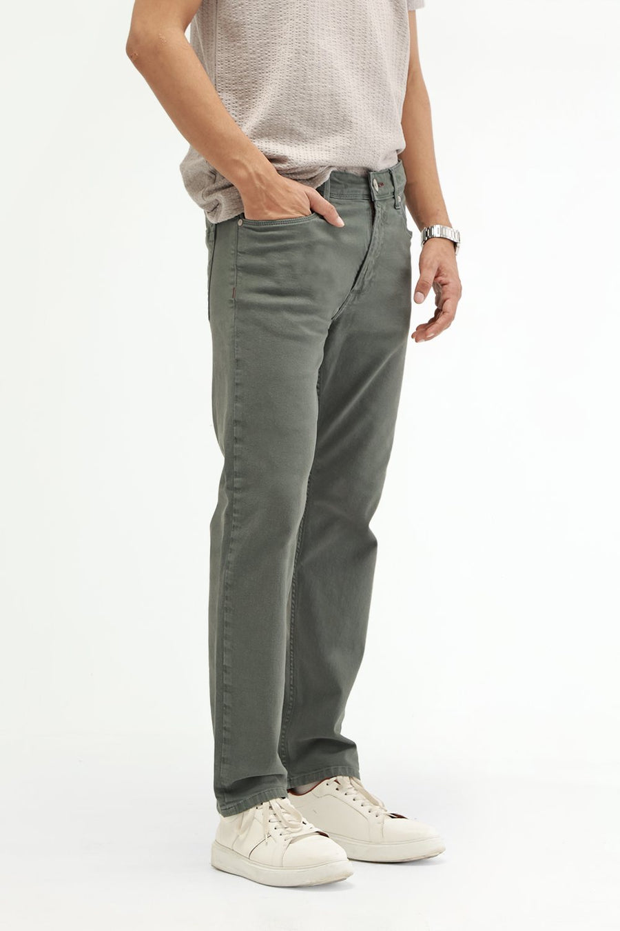 BASICS DRIFT FIT BLACK COTTON STRETCH PLAIN JEANS