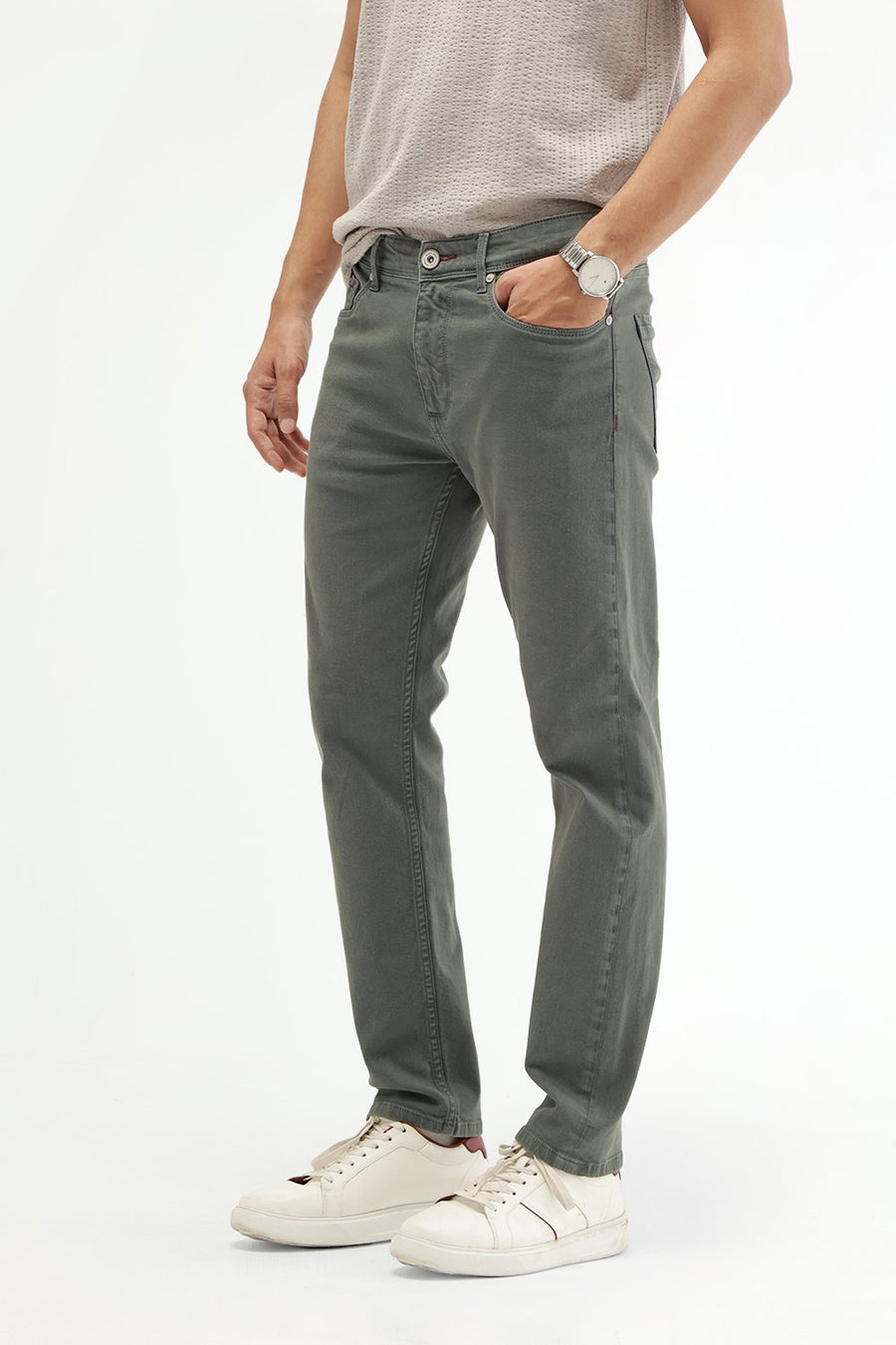 BASICS DRIFT FIT BLACK COTTON STRETCH PLAIN JEANS
