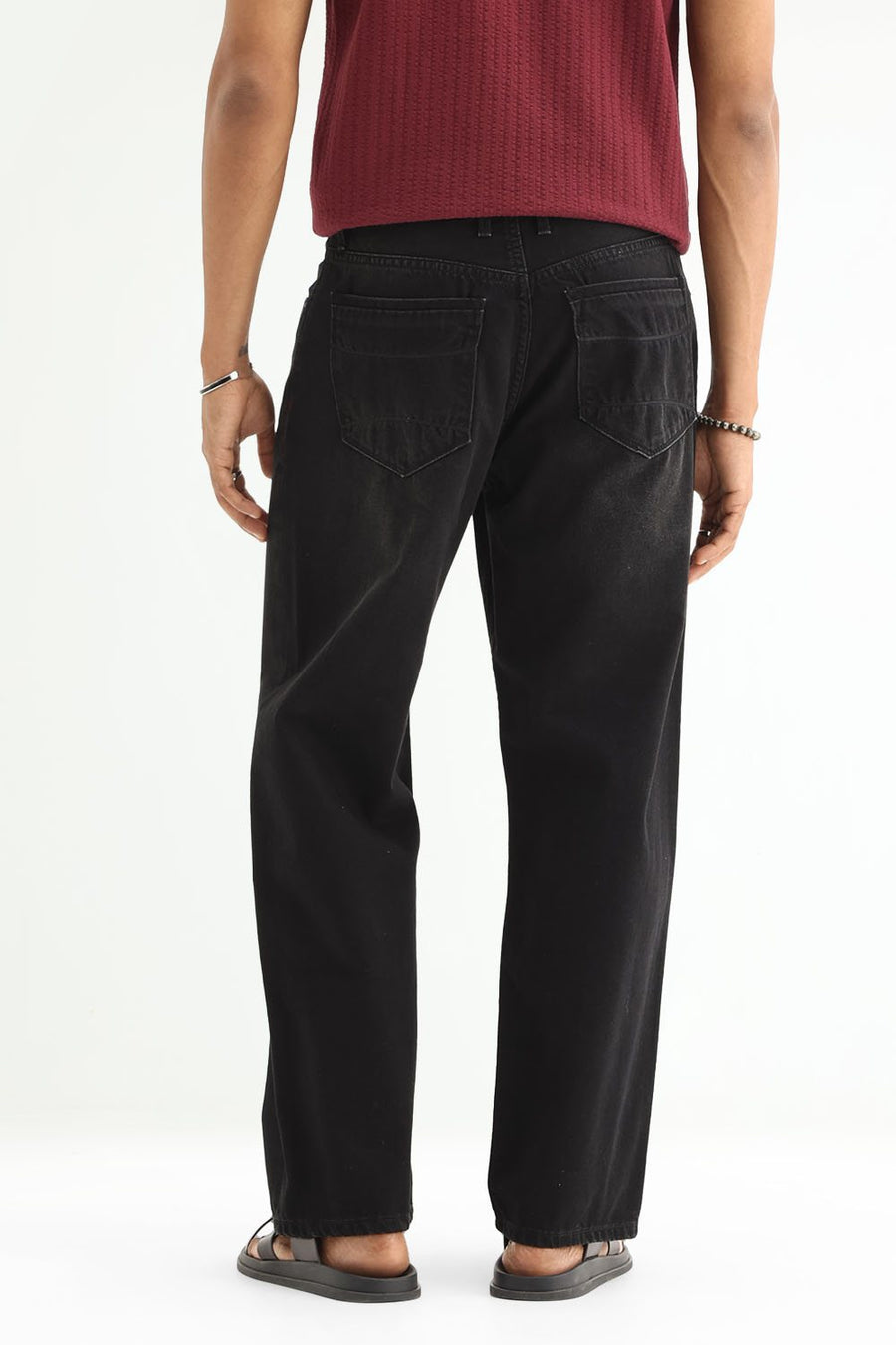 BASICS RELAXED FIT TEAL COTTON PLAIN JEANS