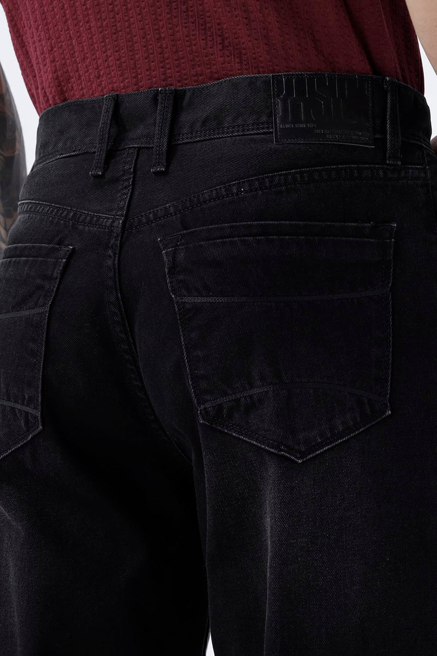 BASICS RELAXED FIT TEAL COTTON PLAIN JEANS