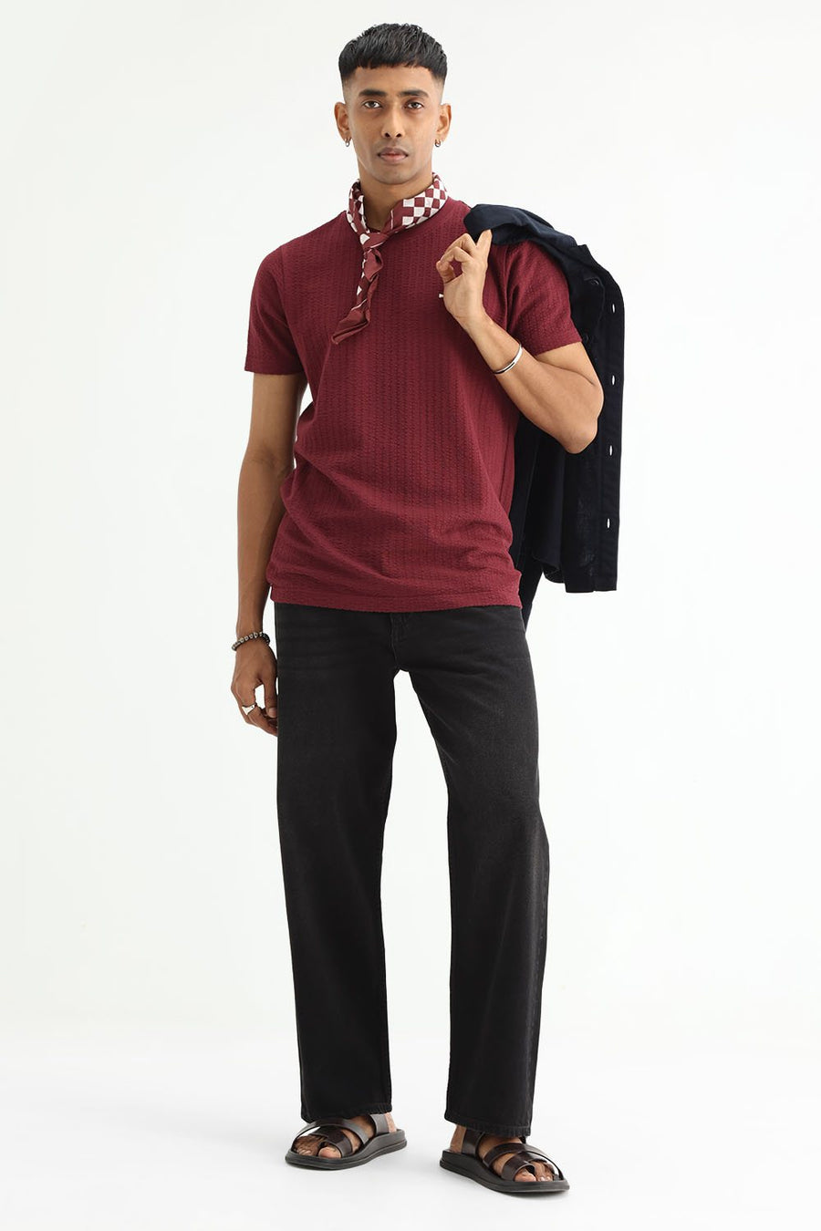BASICS RELAXED FIT TEAL COTTON PLAIN JEANS