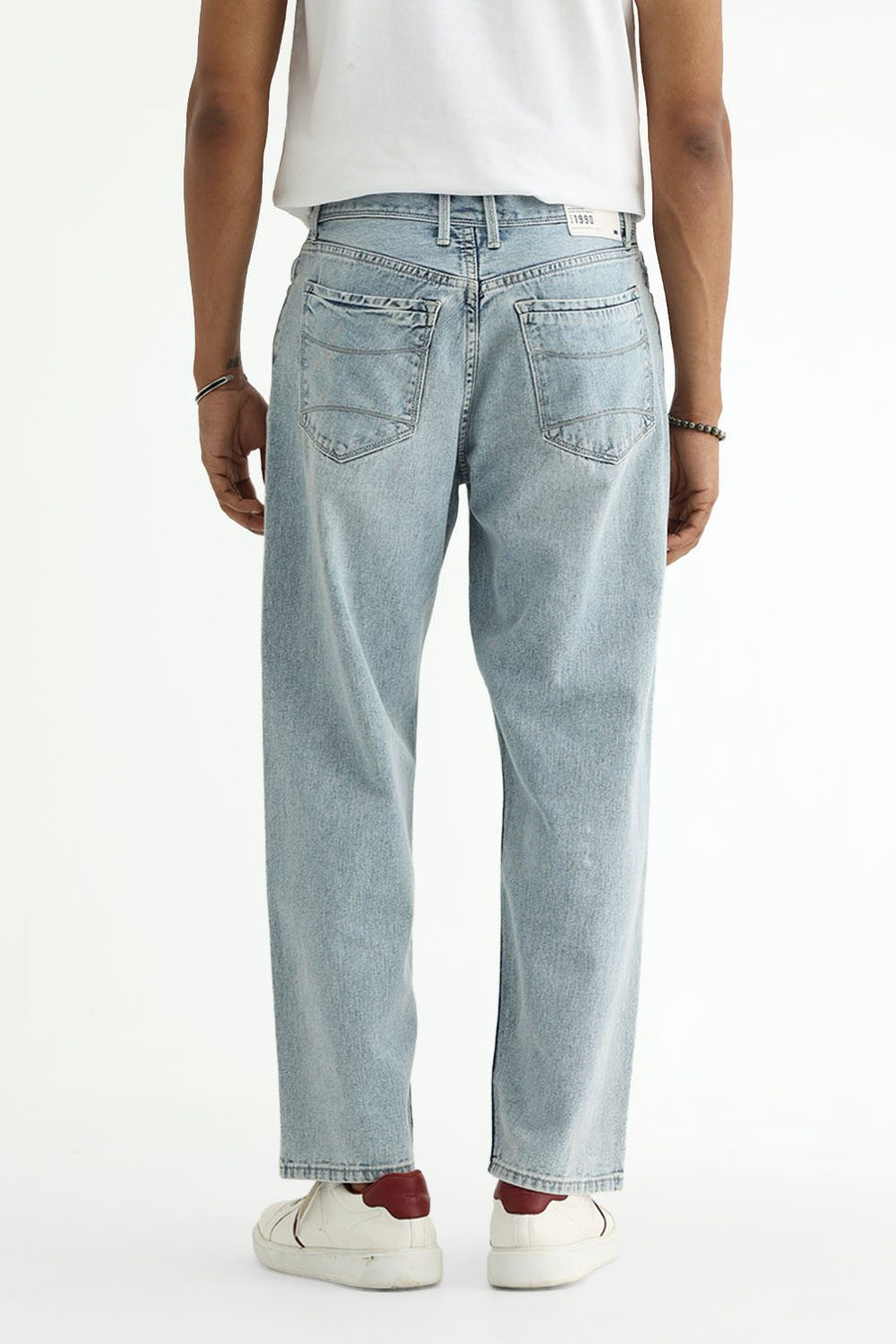 BASICS RELAXED FIT MAROON COTTON PLAIN JEANS