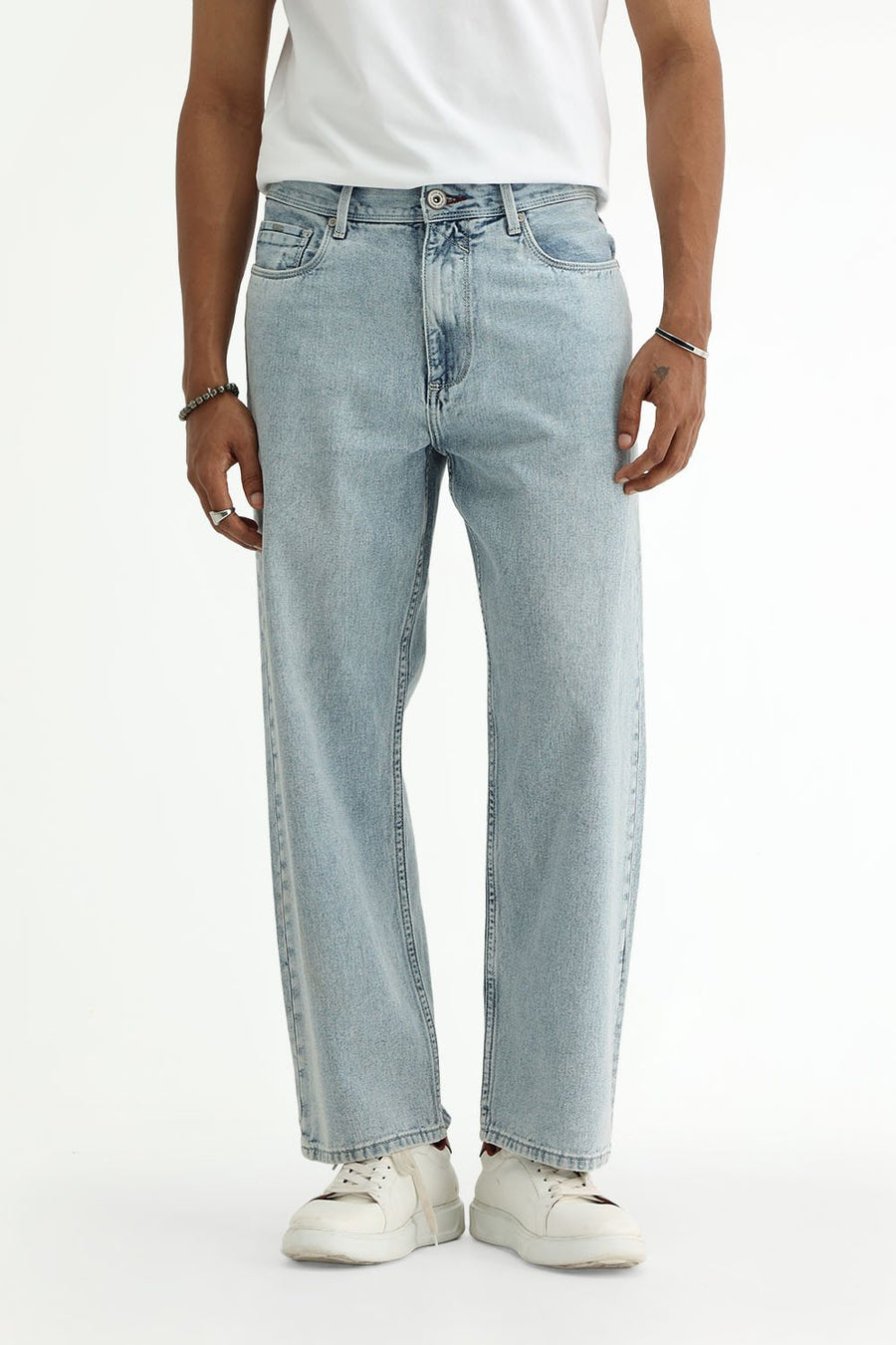 BASICS RELAXED FIT MAROON COTTON PLAIN JEANS