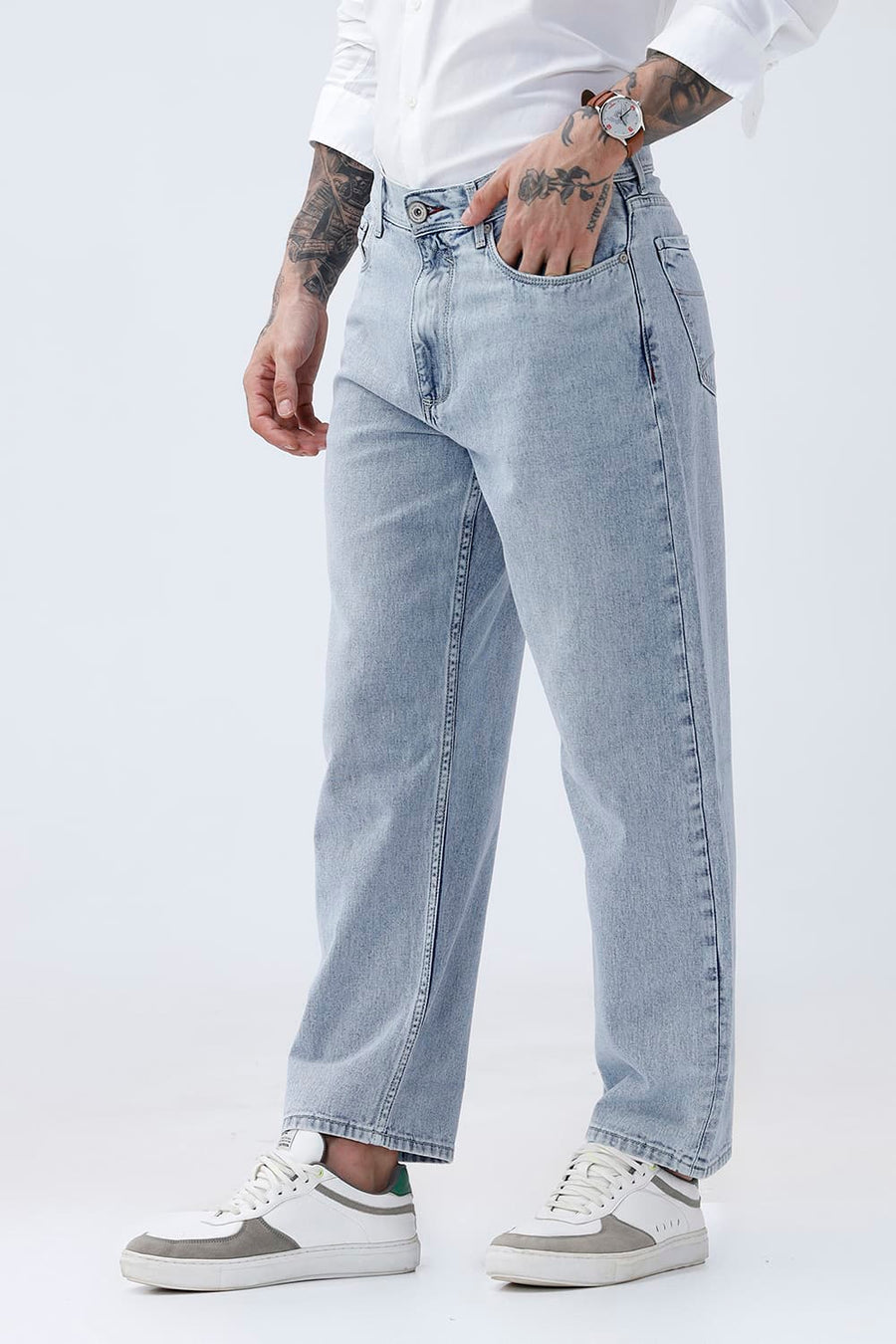 BASICS RELAXED FIT MAROON COTTON PLAIN JEANS